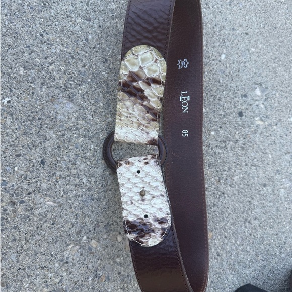 Leon size S made in Italy Lux snakeskin and leather Textured Women's Belt - Picture 2 of 15